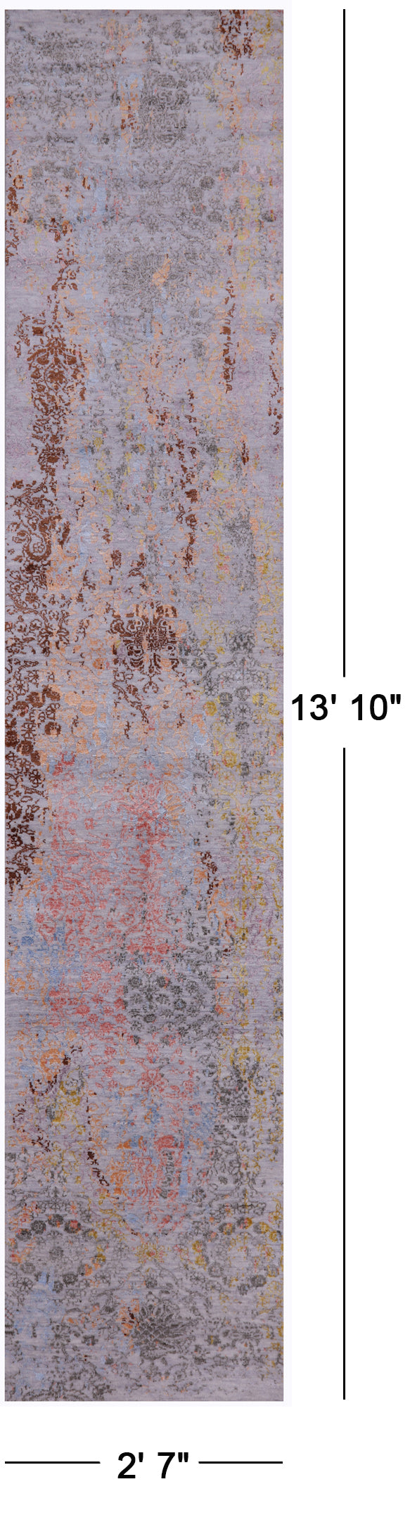 Abstract Contemporary Hand Knotted Wool Runner Rug - 2' 7" X 13' 10" - Golden Nile