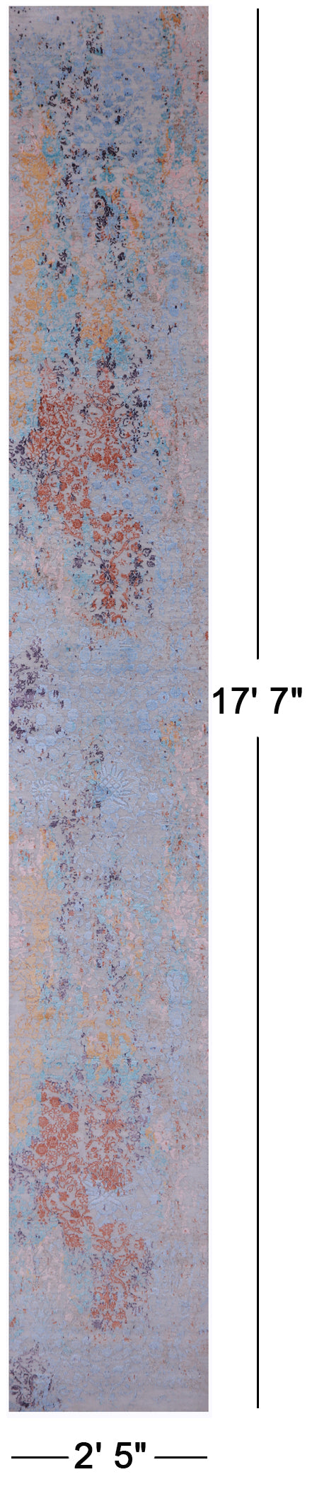 Abstract Modern Handmade Wool & Silk Runner Rug - 2' 5" X 17' 7" - Golden Nile