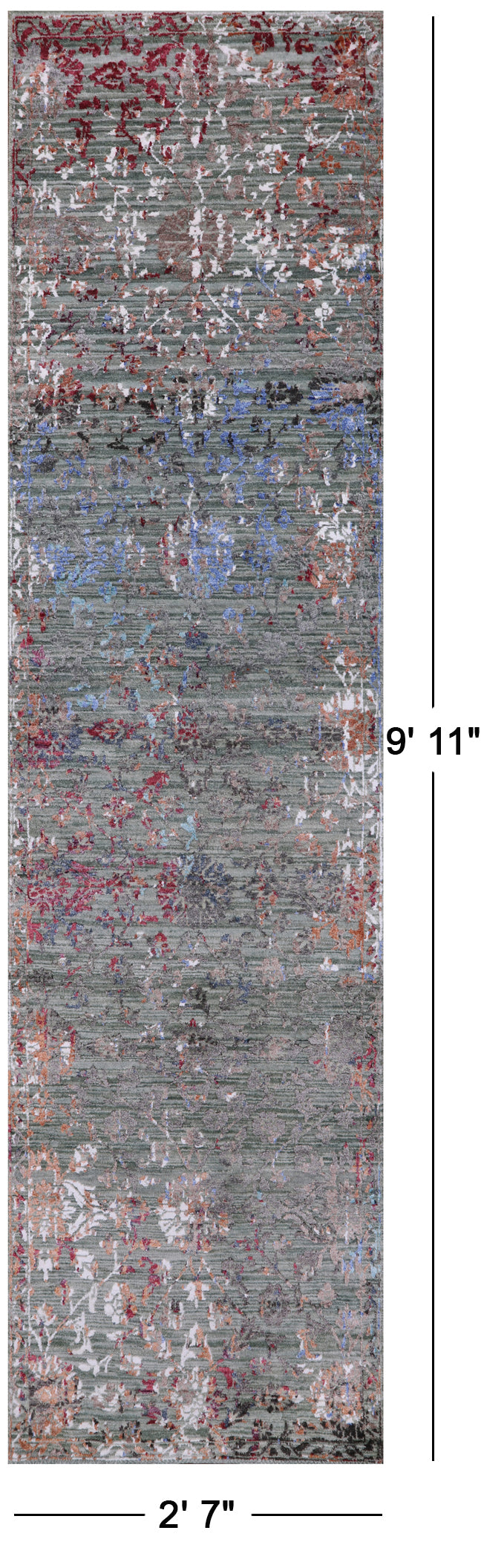 Abstract Contemporary Hand Knotted Wool & Silk Runner Rug - 2' 7" X 9' 11" - Golden Nile