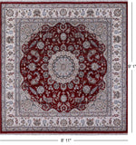Square Persian Nain Hand Knotted Wool & Silk Rug - 8' 11" X 9' 1" - Golden Nile