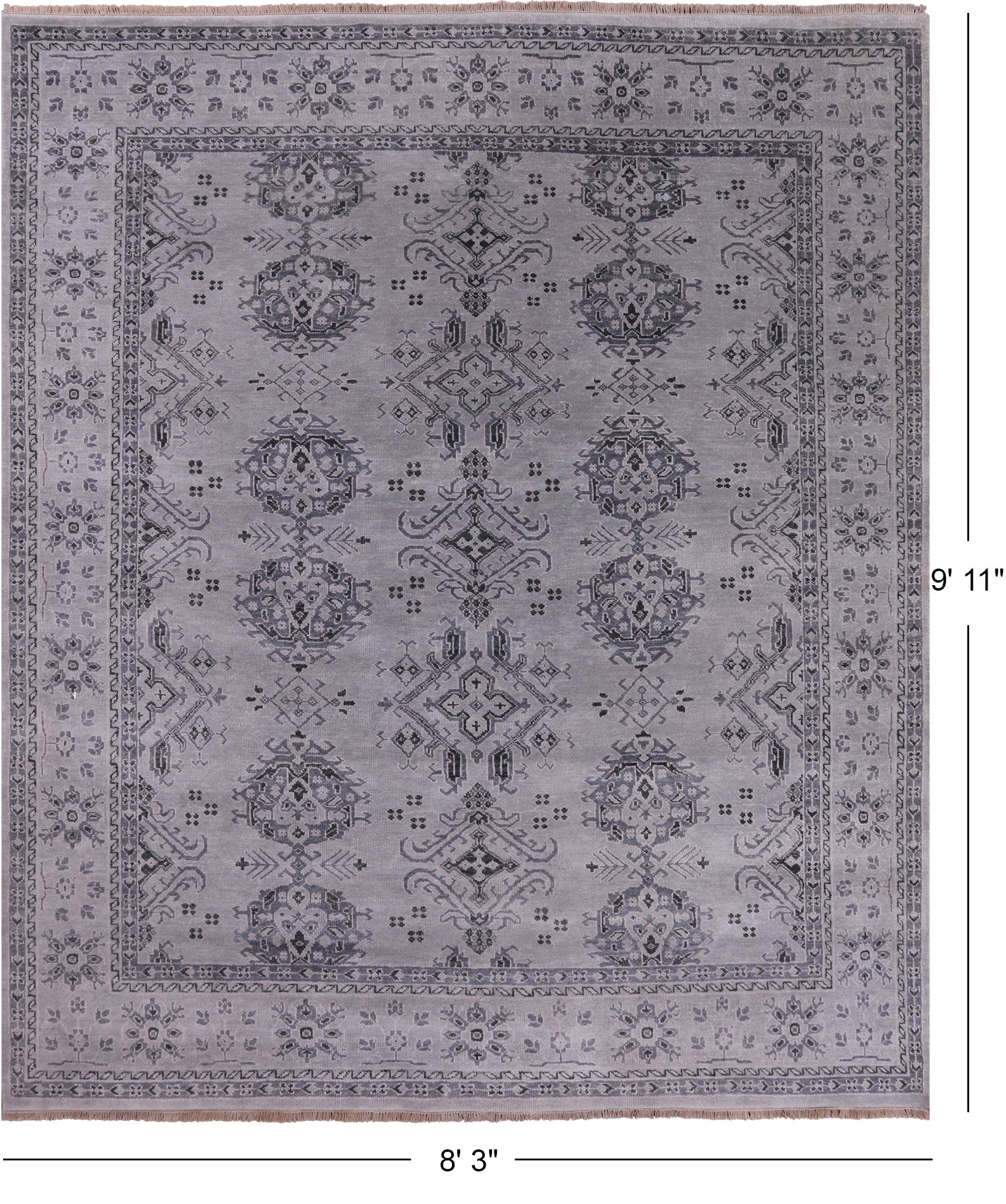 Turkish Oushak Hand Knotted Wool Rug - 8' 3" X 9' 11" - Golden Nile