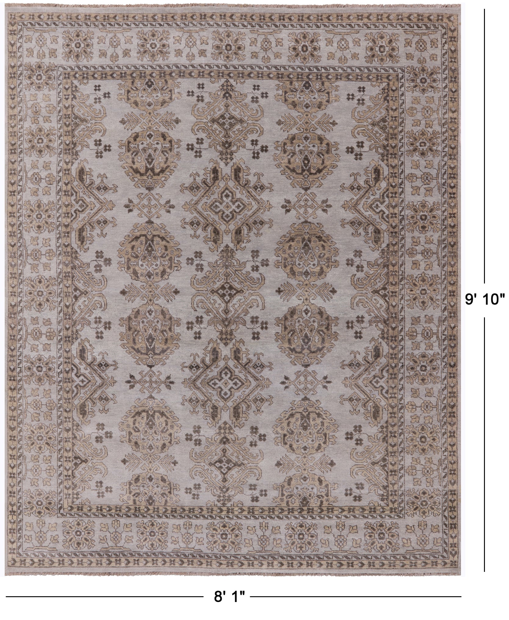 Turkish Oushak Hand Knotted Wool Rug - 8' 1" X 9' 10" - Golden Nile