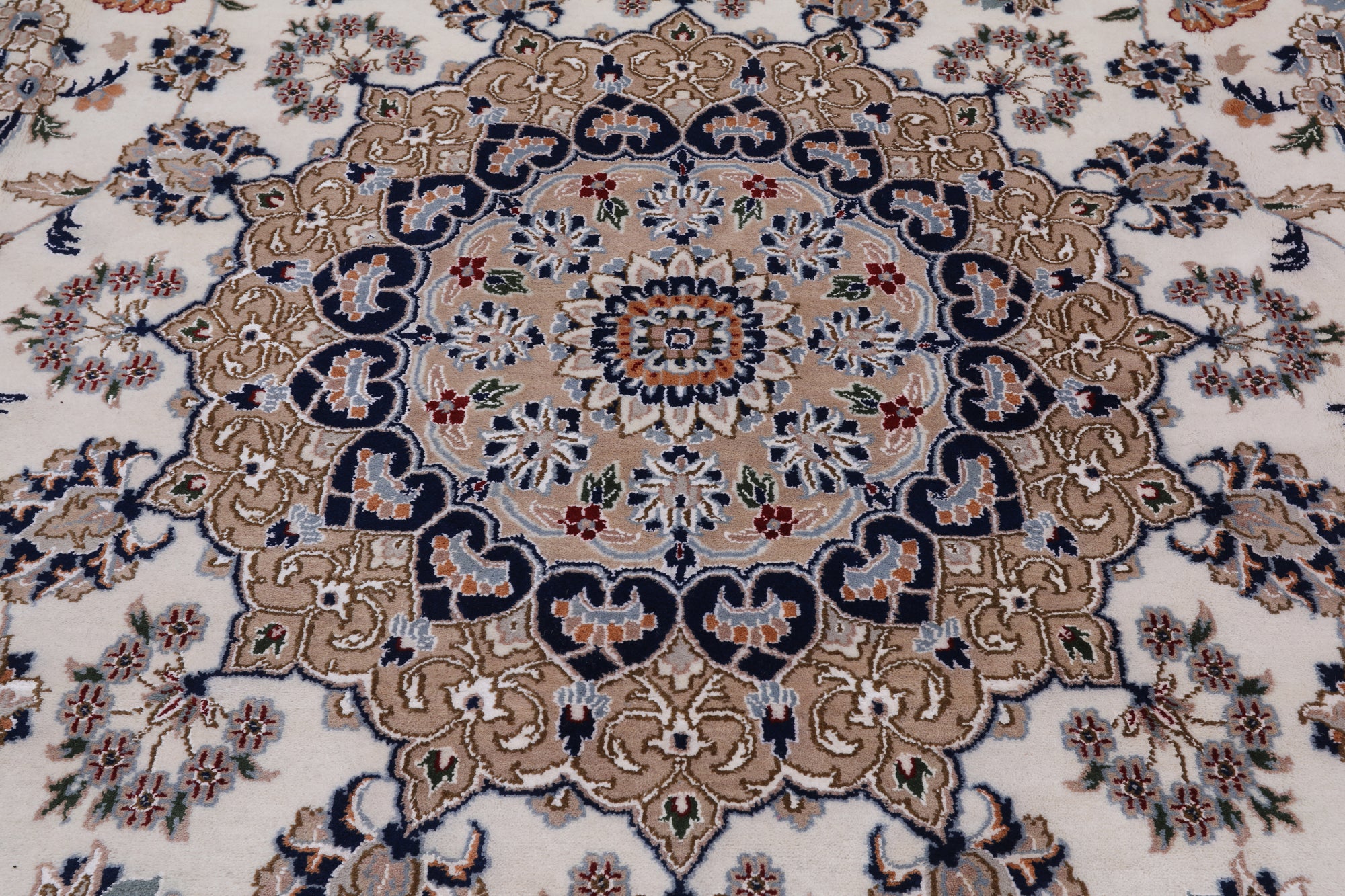 Ivory Persian Nain Hand Knotted Wool & Silk Rug - 10' 7" X 17' 5"