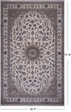 Ivory Persian Nain Hand Knotted Wool & Silk Rug - 10' 7" X 17' 5"
