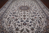 Ivory Persian Nain Hand Knotted Wool & Silk Rug - 10' 7" X 17' 5"