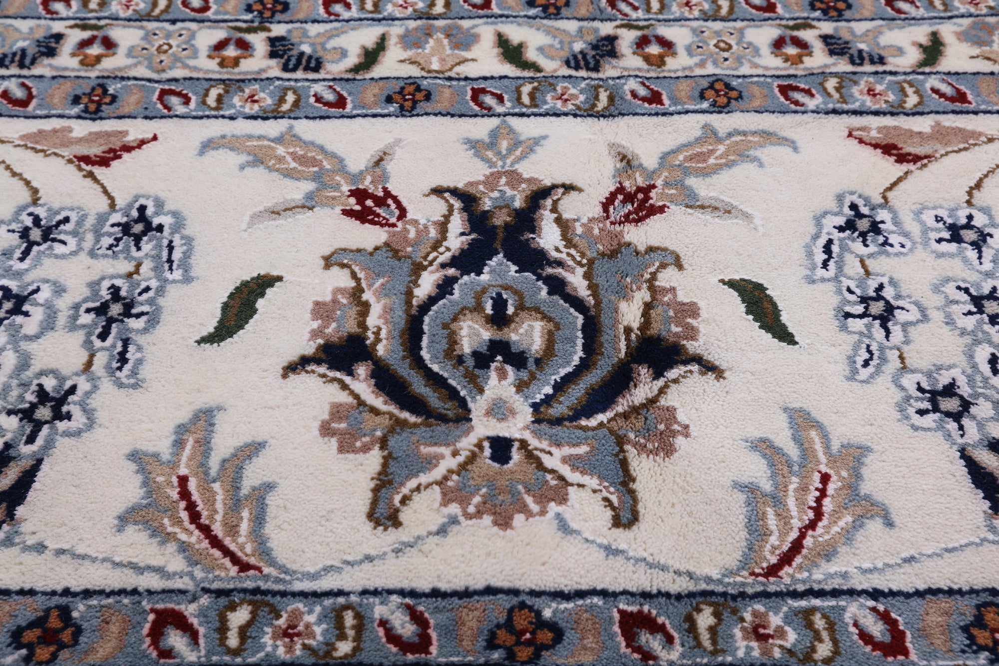 Ivory Persian Nain Hand Knotted Wool & Silk Rug - 10' 7" X 17' 5"