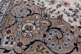 Ivory Persian Nain Hand Knotted Wool & Silk Rug - 10' 7" X 17' 5"