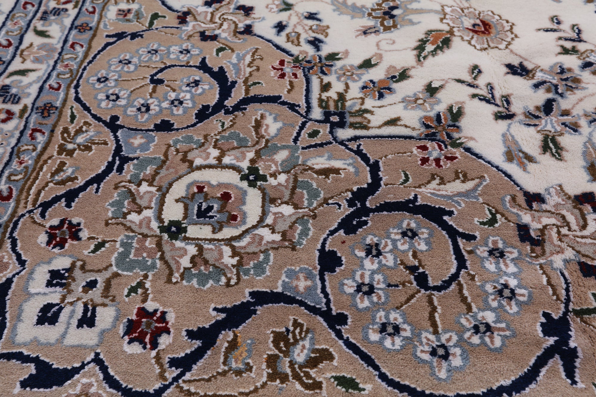 Ivory Persian Nain Hand Knotted Wool & Silk Rug - 10' 7" X 17' 5"