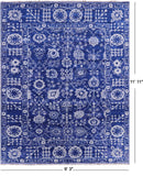 Blue Turkish Oushak Hand Knotted Wool Rug - 9' 3" X 11' 11" - Golden Nile