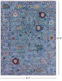 Blue Turkish Oushak Handmade Wool Rug - 9' 1" X 12' 2" - Golden Nile