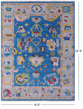 Blue Turkish Oushak Hand Knotted Wool Rug - 9' 2" X 12' 3" - Golden Nile