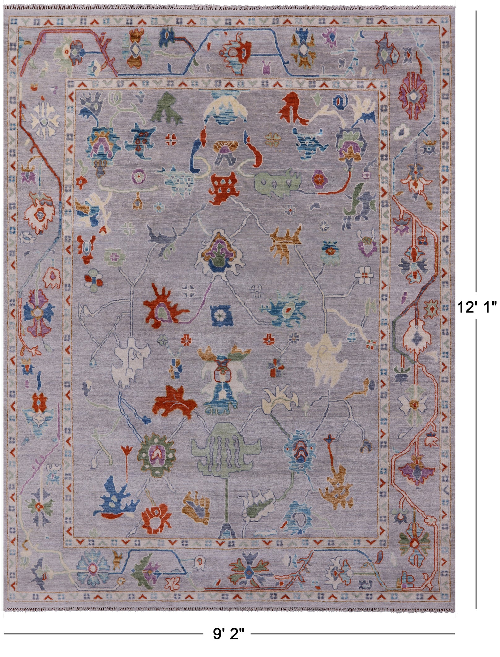Grey Turkish Oushak Handmade Wool Rug - 9' 2" X 12' 1" - Golden Nile