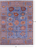 Blue Turkish Oushak Hand Knotted Wool Rug - 9' 3" X 12' 3" - Golden Nile