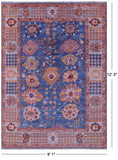 Blue Turkish Oushak Handmade Wool Rug - 9' 1" X 12' 3" - Golden Nile