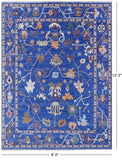 Blue Turkish Oushak Hand Knotted Wool Rug - 9' 3" X 12' 2" - Golden Nile