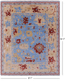 Blue Turkish Oushak Handmade Wool Rug - 8' 1" X 10' 1" - Golden Nile