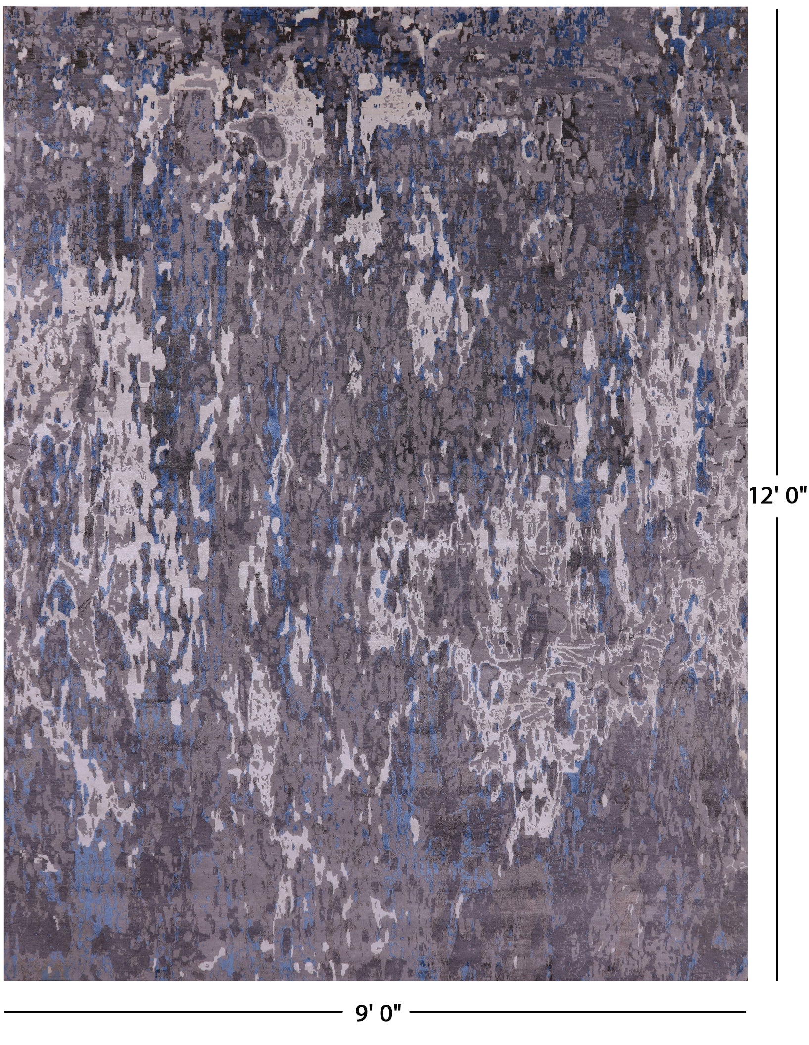 Abstract Contemporary Hand Knotted Wool & Silk Rug - 9' 0" X 12' 0" - Golden Nile
