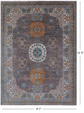 Grey Traditional Khotan Hand Knotted Wool Rug - 9' 1" X 12' 3" - Golden Nile
