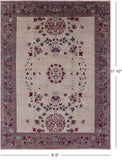Ivory William Morris Handmade Wool Rug - 9' 0" X 11' 10" - Golden Nile
