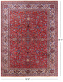 Red Antique Persian Isfahan Hand Knotted Wool Rug - 10' 9" X 14' 1" - Golden Nile