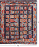 Reversible Kilim Flat Weave Wool On Wool Rug - 8' 2" X 9' 6" - Golden Nile