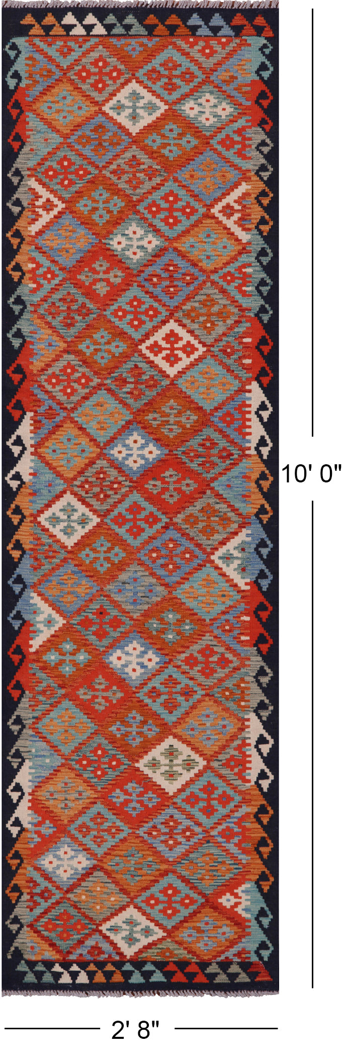 Reversible Kilim Flat Weave Wool On Wool Runner Rug - 2' 8" X 10' 0" - Golden Nile
