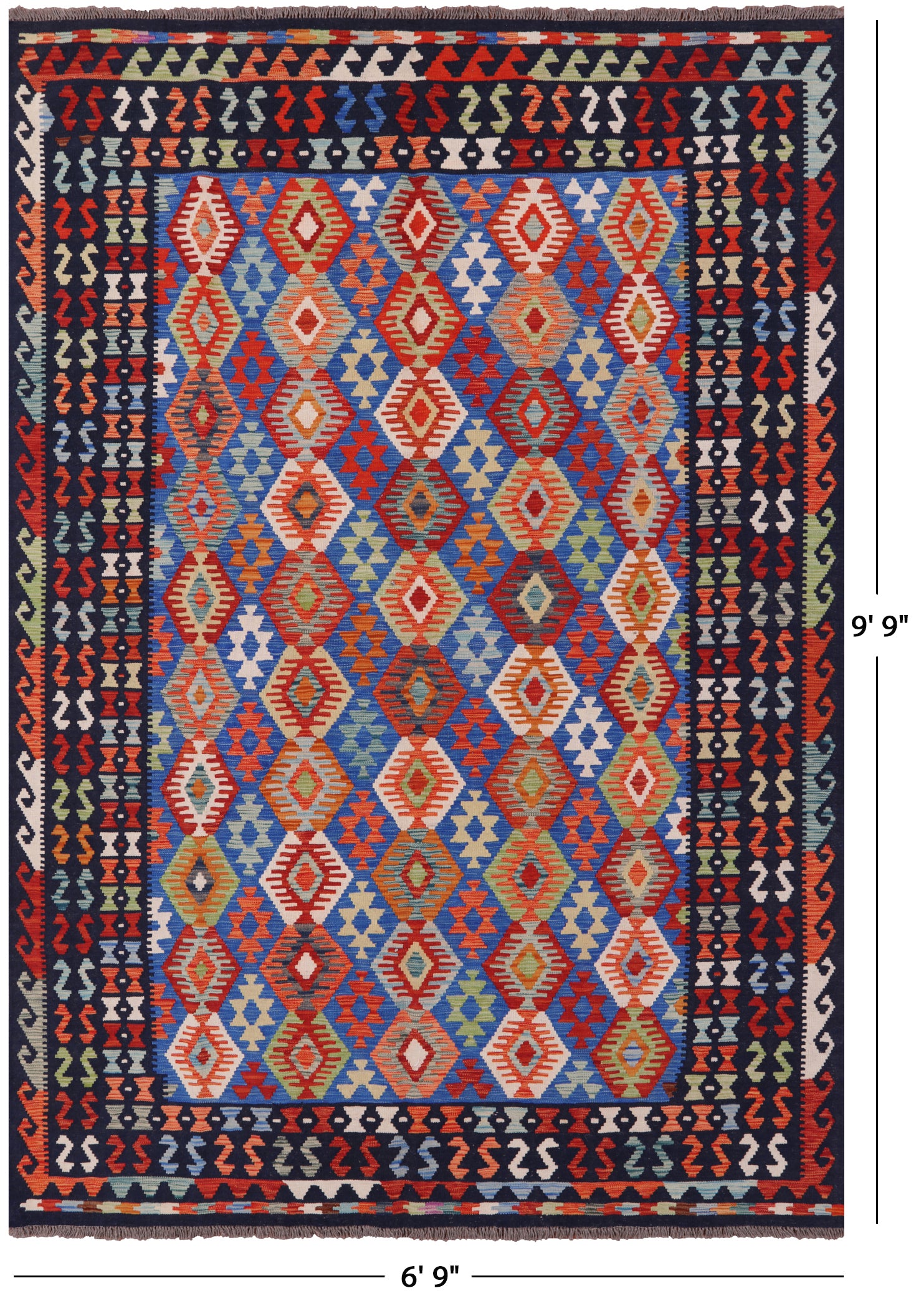 Reversible Kilim Flat Weave Wool On Wool Rug - 6' 9" X 9' 9" - Golden Nile