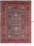 Green Super Kazak Hand Knotted Wool Rug - 9' 1" X 12' 6" - Golden Nile