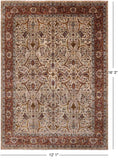 Ivory Persian Tabriz Hand Knotted Wool Rug - 12' 1" X 16' 3" - Golden Nile