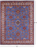 Blue Super Kazak Hand Knotted Wool Rug - 8' 2" X 10' 4" - Golden Nile