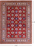 Red Super Kazak Hand Knotted Wool Rug - 8' 10" X 11' 9" - Golden Nile