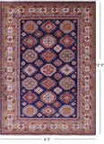 Blue Super Kazak Hand Knotted Wool Rug - 9' 5" X 12' 9" - Golden Nile