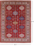 Red Super Kazak Hand Knotted Wool Rug - 10' 2" X 14' 4" - Golden Nile