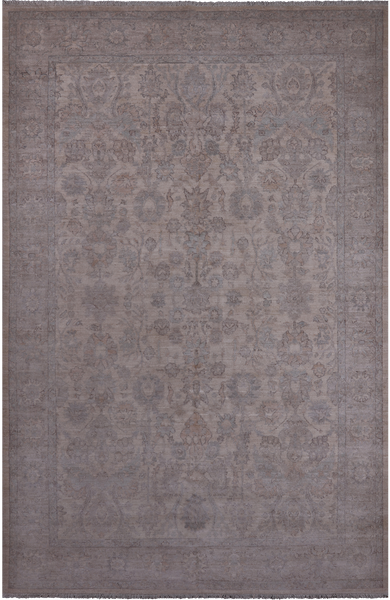 White Wash Peshawar Hand Knotted Wool Rug - 6' 0" X 9' 2"