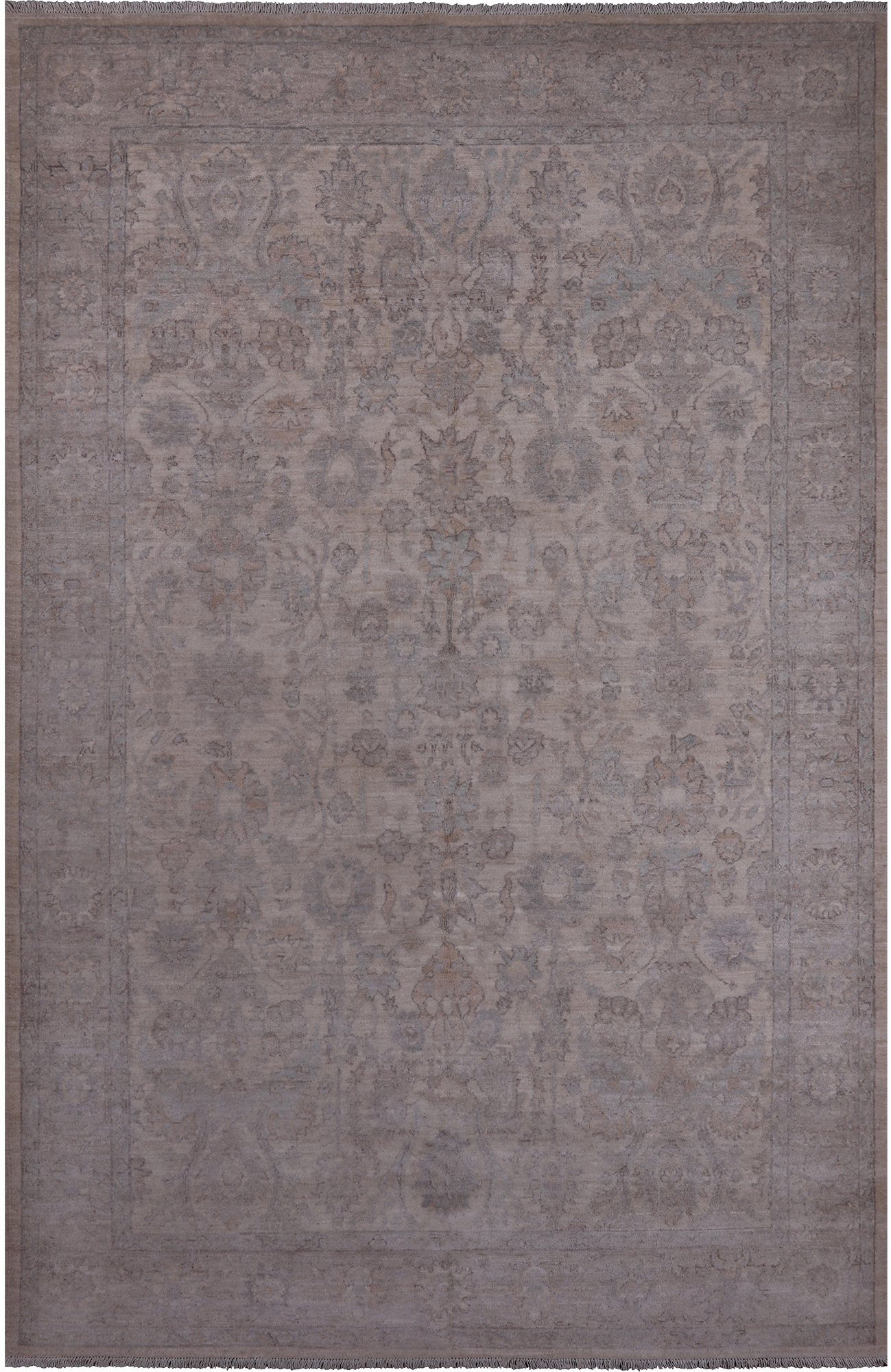 White Wash Peshawar Hand Knotted Wool Rug - 6' 0" X 9' 2"