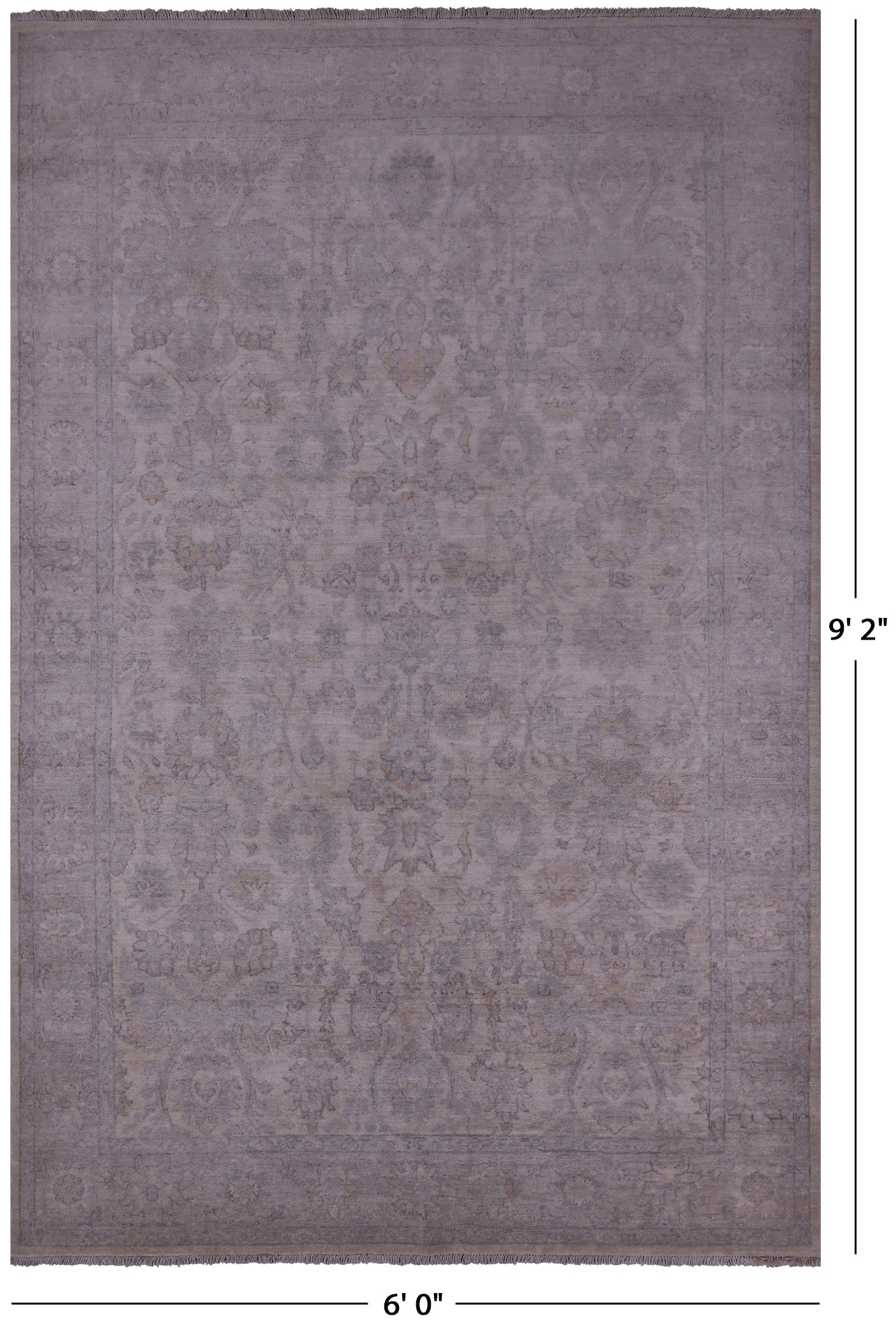 White Wash Peshawar Hand Knotted Wool Rug - 6' 0" X 9' 2" - Golden Nile