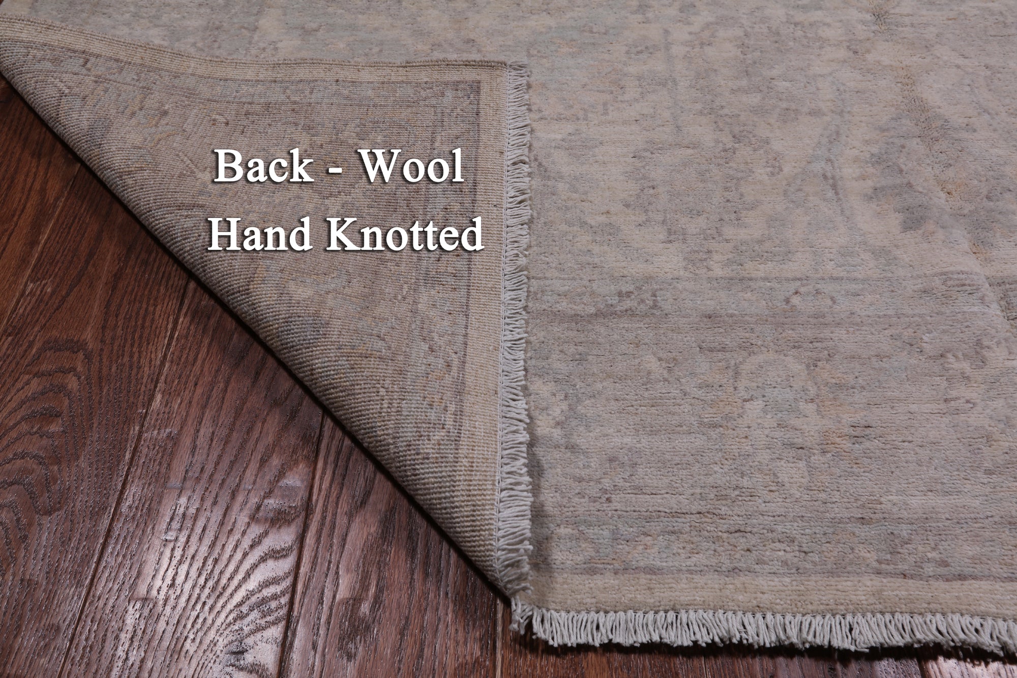 White Wash Peshawar Hand Knotted Wool Rug - 6' 0" X 9' 2"