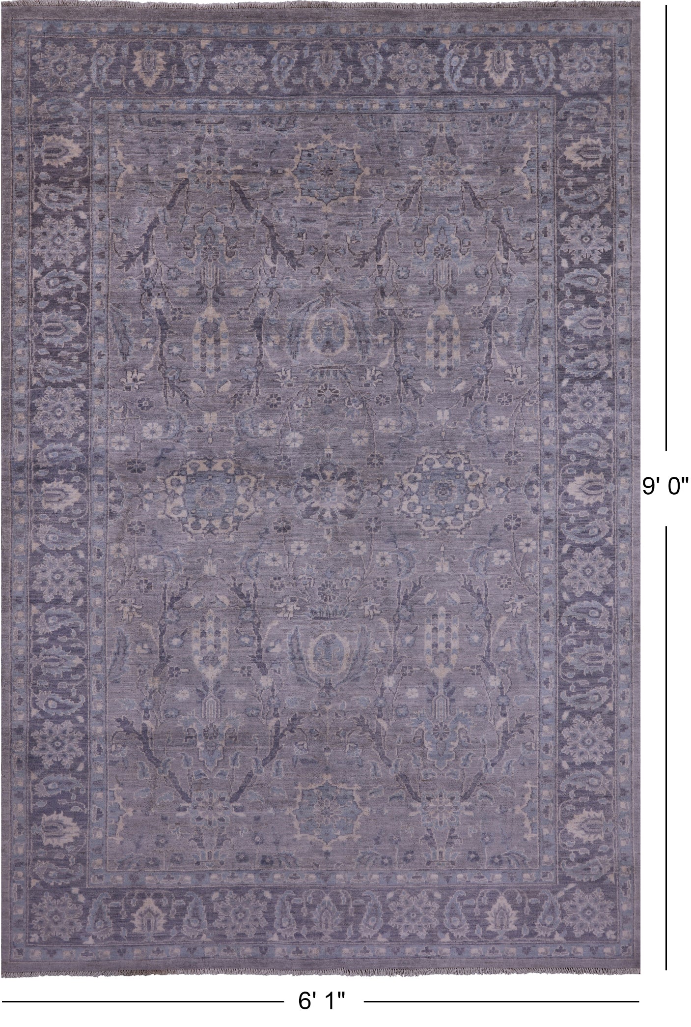 Grey Persian Fine Serapi Hand Knotted Wool Rug - 6' 1" X 9' 0" - Golden Nile