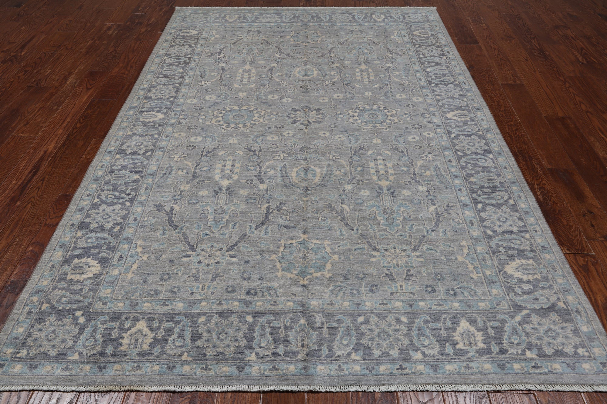 Grey Persian Fine Serapi Hand Knotted Wool Rug - 6' 1" X 9' 0"