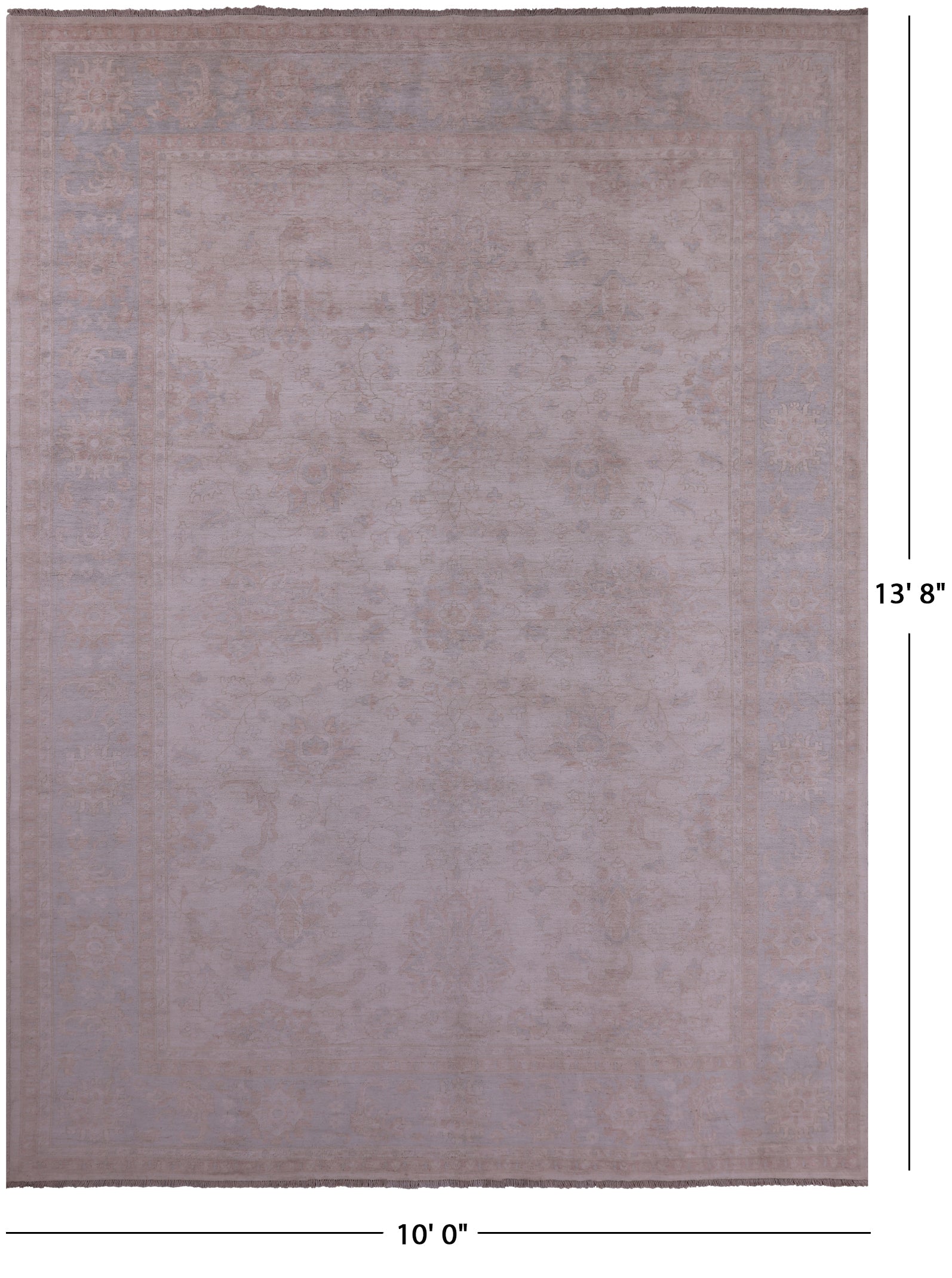 Ivory White Wash Peshawar Hand Knotted Wool Rug - 10' 0" X 13' 8" - Golden Nile