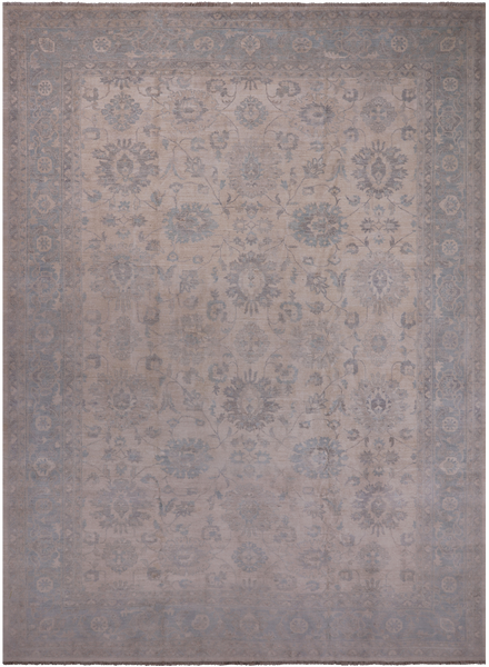 Ivory Peshawar Hand Knotted Wool Rug - 9' 10" X 13' 7"