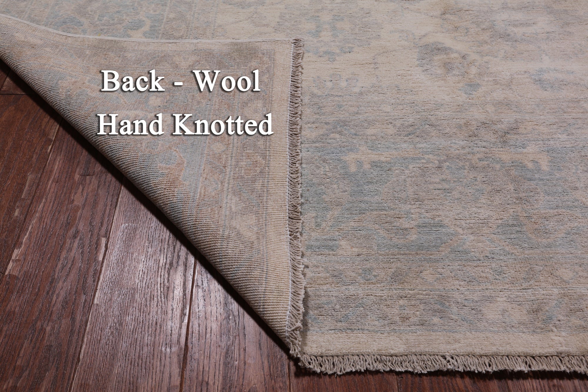 Ivory Peshawar Hand Knotted Wool Rug - 9' 10" X 13' 7"