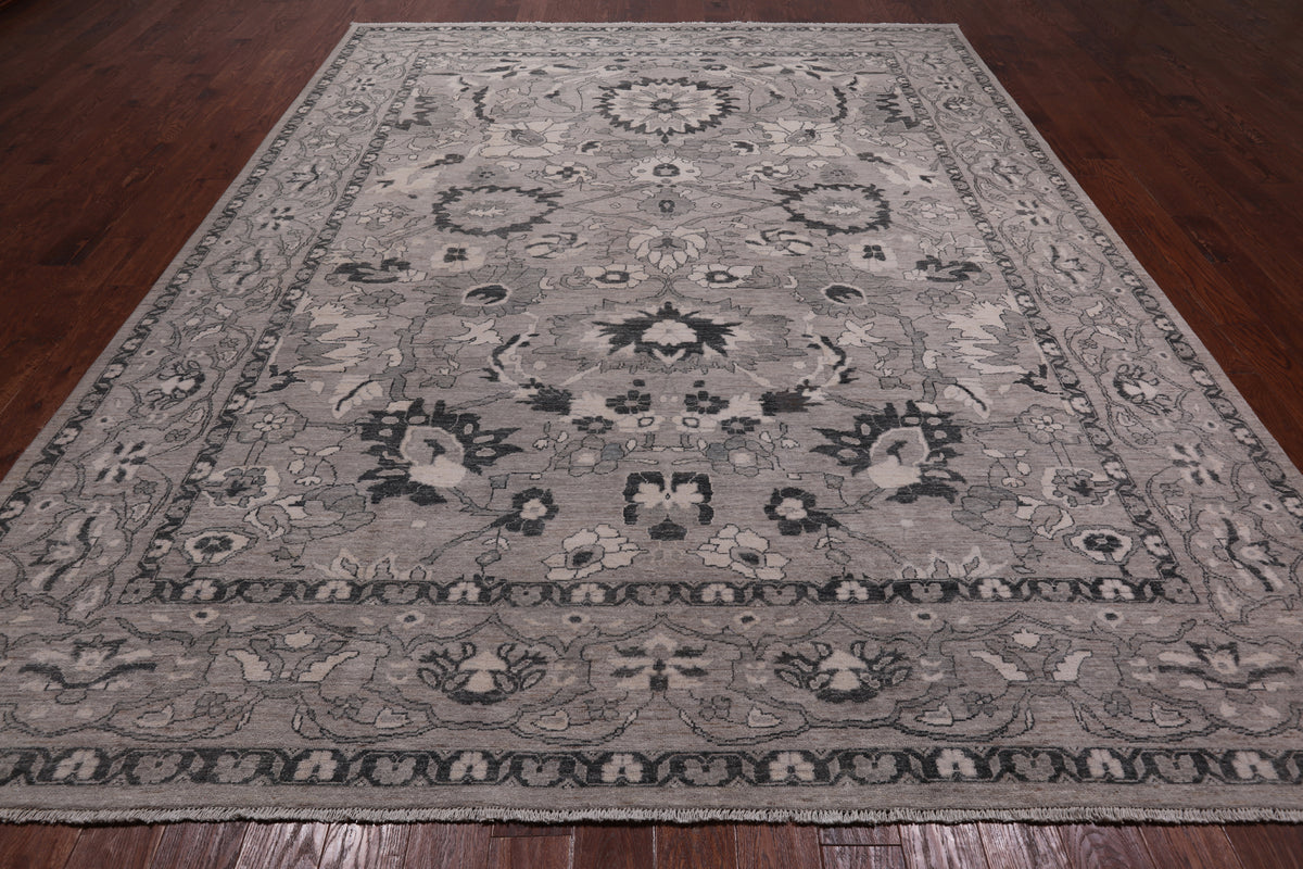 SUPER SALE Grey Peshawar Handmade Wool Rug - 9' 4" X 11' 11"