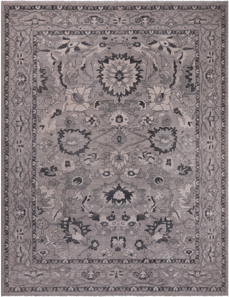 SUPER SALE Grey Peshawar Handmade Wool Rug - 9' 4" X 11' 11"