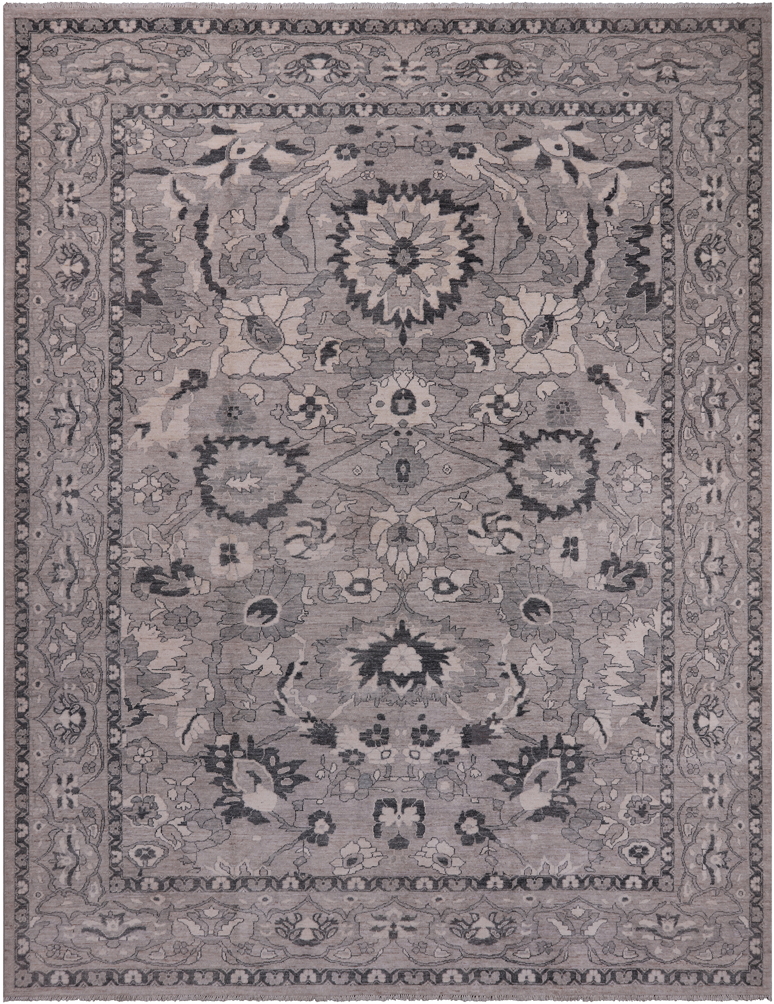 Grey Peshawar Handmade Wool Rug - 9' 4" X 11' 11"