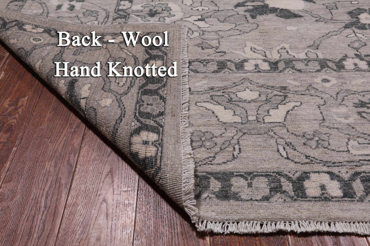 SUPER SALE Grey Peshawar Handmade Wool Rug - 9' 4" X 11' 11"