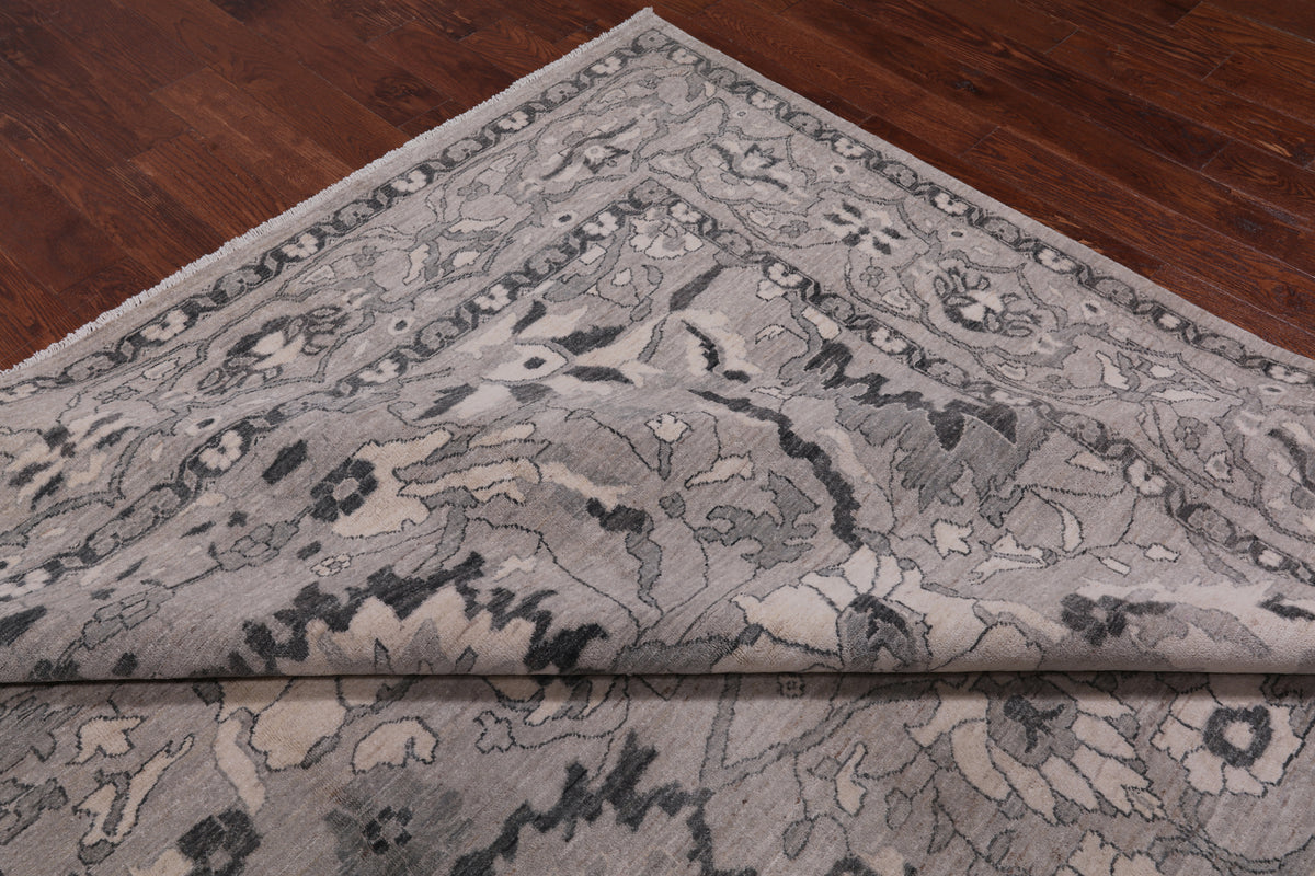 SUPER SALE Grey Peshawar Handmade Wool Rug - 9' 4" X 11' 11"