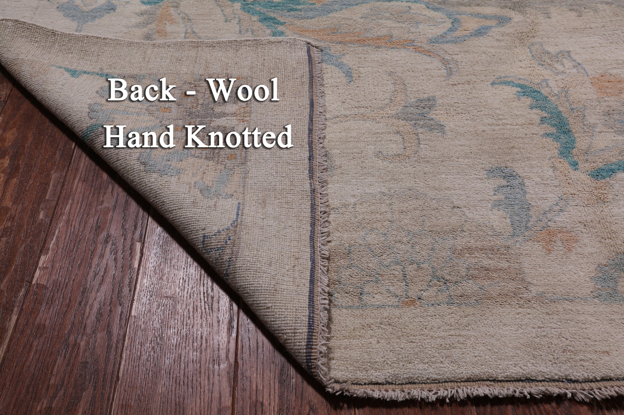 Ivory White Wash Peshawar Hand Knotted Wool Rug - 9' 11" X 13' 11"