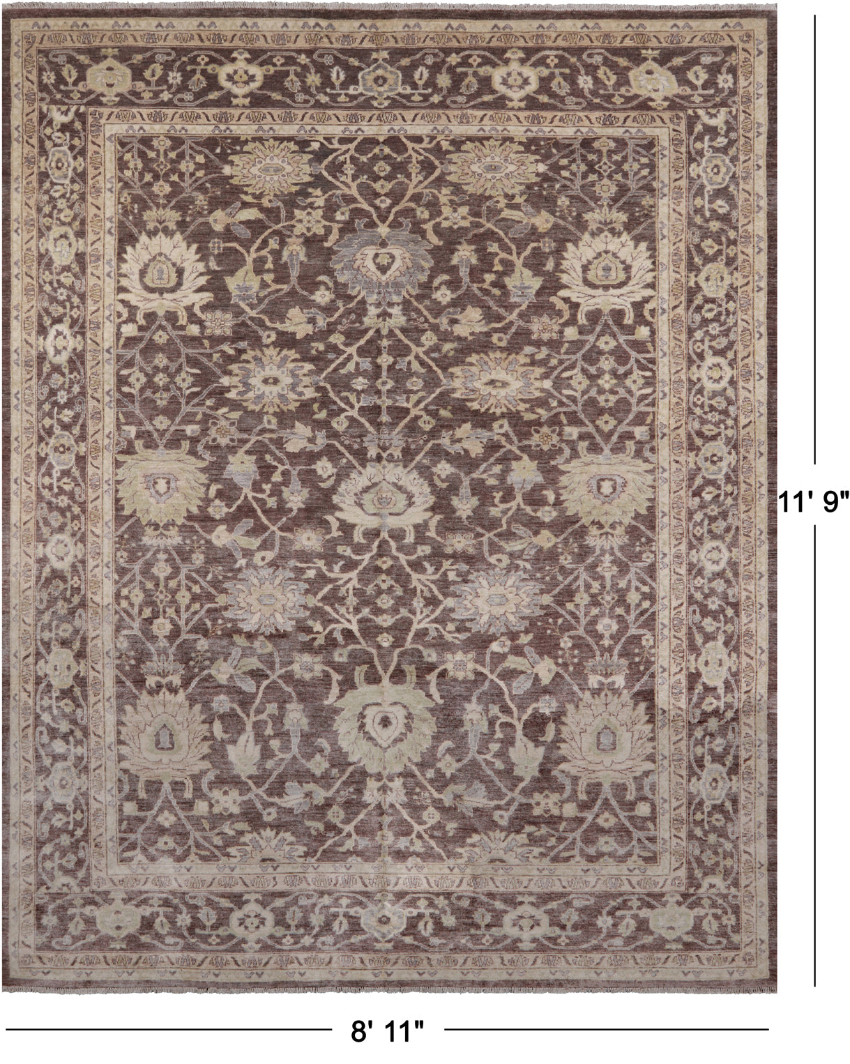 Peshawar Handmade Wool Rug - 8' 11" X 11' 9"