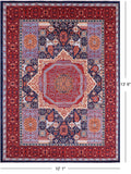 Blue Geometric Persian Mamluk Hand Knotted Wool Rug - 10' 1" X 13' 9" - Golden Nile